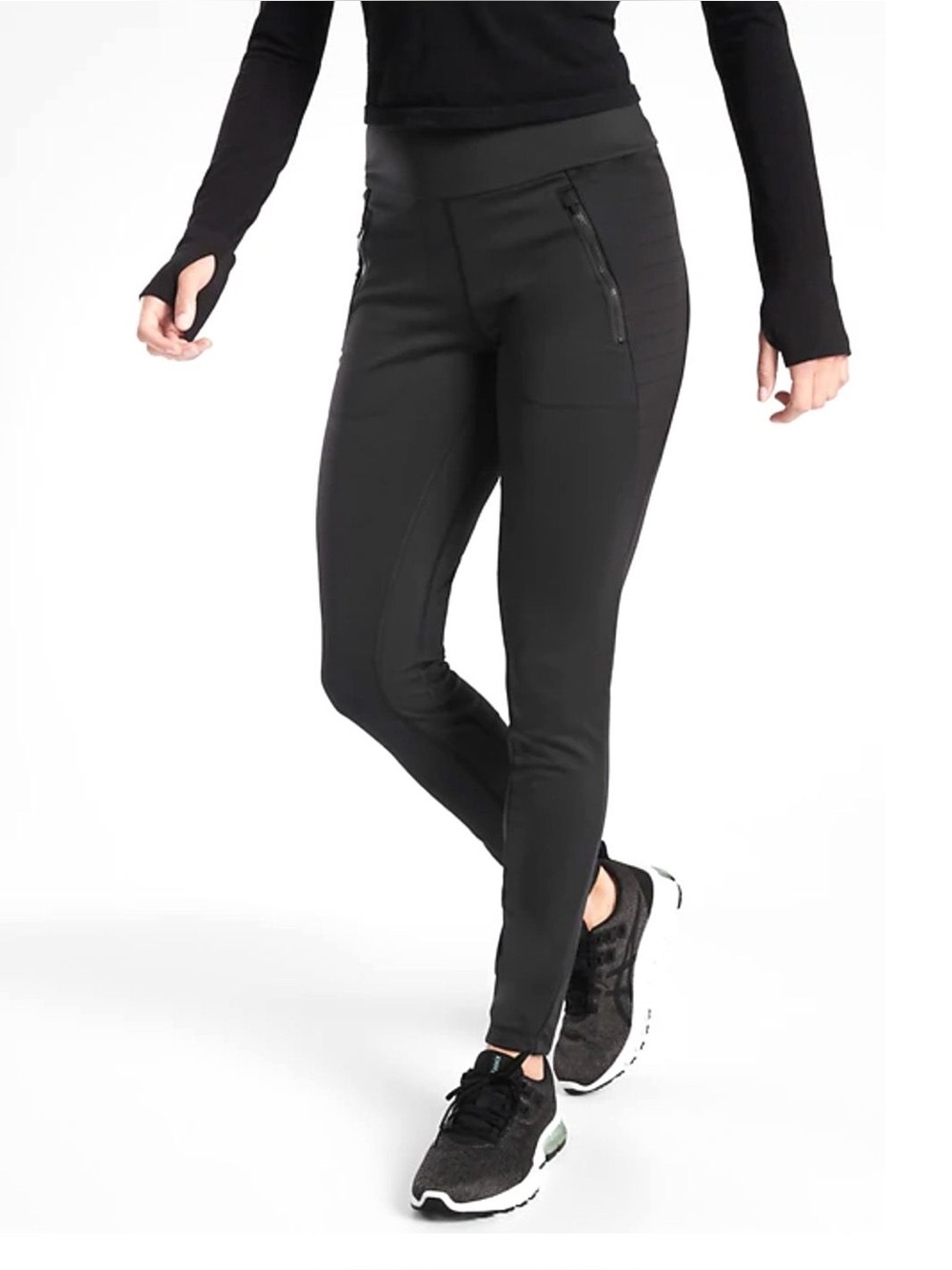 Athleta Peak Hybrid Fleece Tights in Black, Women’s size Small